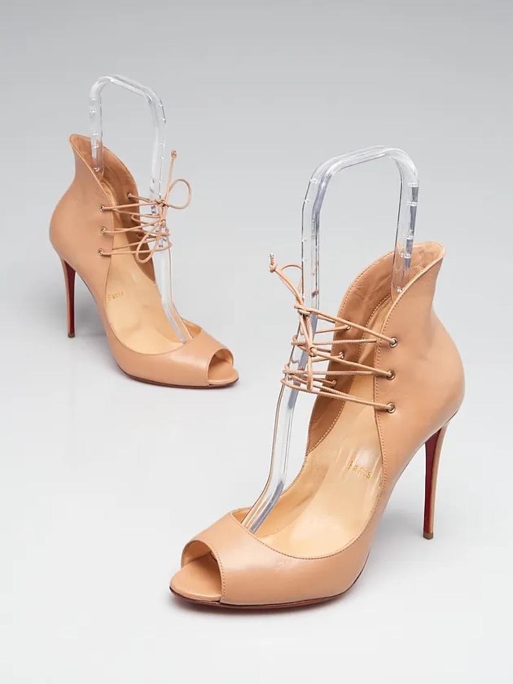 Christian Louboutin Mega Vamp 100 Pumps Beige Nappa Leather 39.5